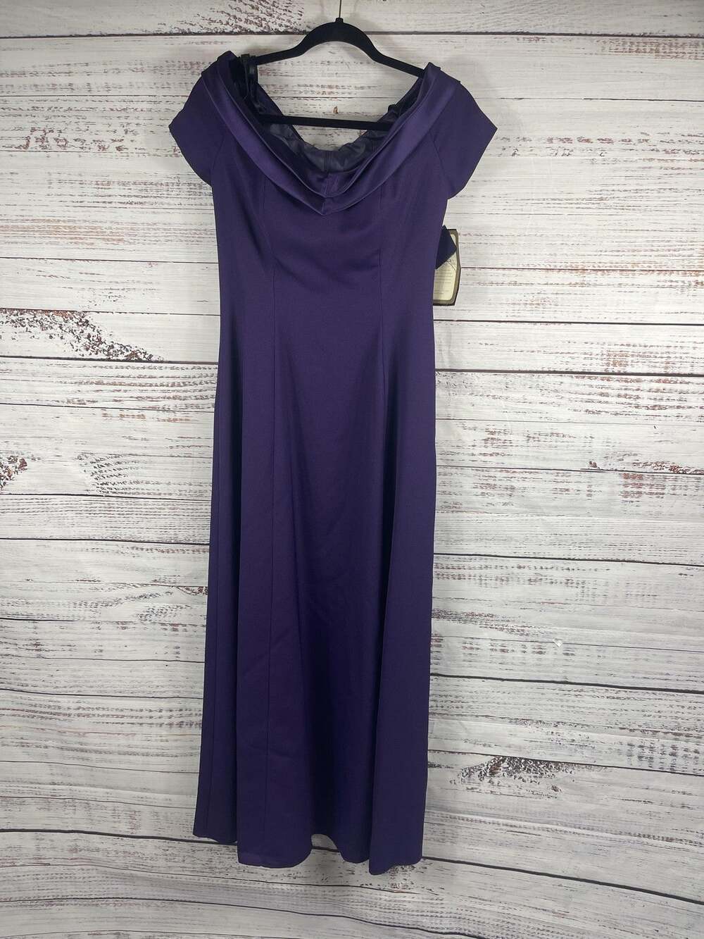 Von Bramlett Dress Women's SZ 6 Purple Off Shoulder Evening Gown Formal Made USA